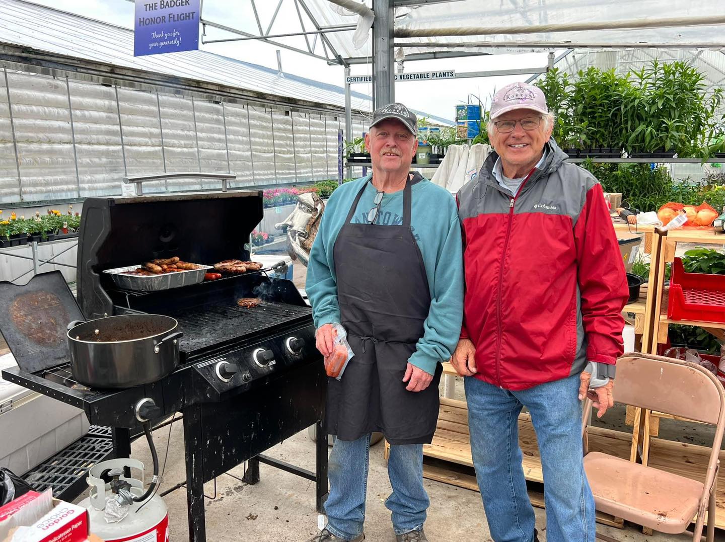 Rick and Gordy grilling brats